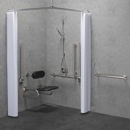 DTUK7035 Modern DOC M / DDA Disabled Shower Pack & Adjustable Shower Head & Curtains - Black