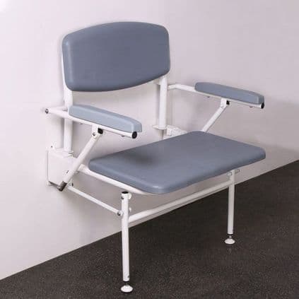 DTUK78 Wall-Mounted Bariatric Shower Seat with Backrest, Legs & Fold-Down Arms