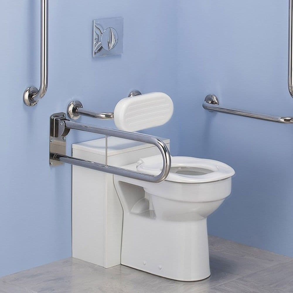 Commercial Back to Wall Disabled Doc M Toilet Pack Polished Stainless