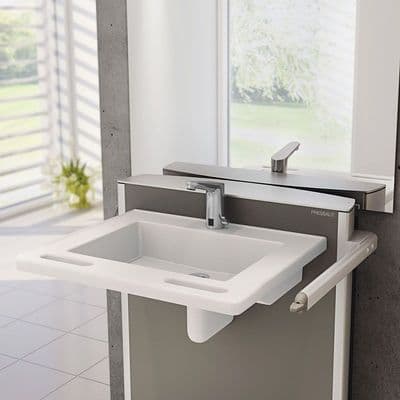Pressalit MATRIX SMALL Electrically Height-Adjustable Wash Basin - Lever Control