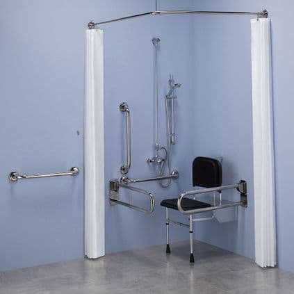 Commercial Doc M / DDA Shower Pack with Exposed Shower Valves - Polished Stainless Steel