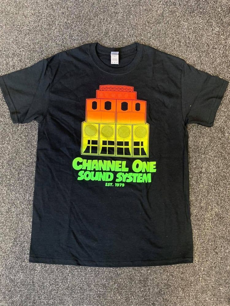 Channel One T-Shirt Speaker Stack Logo - Gildan Black /Multi Colour ...