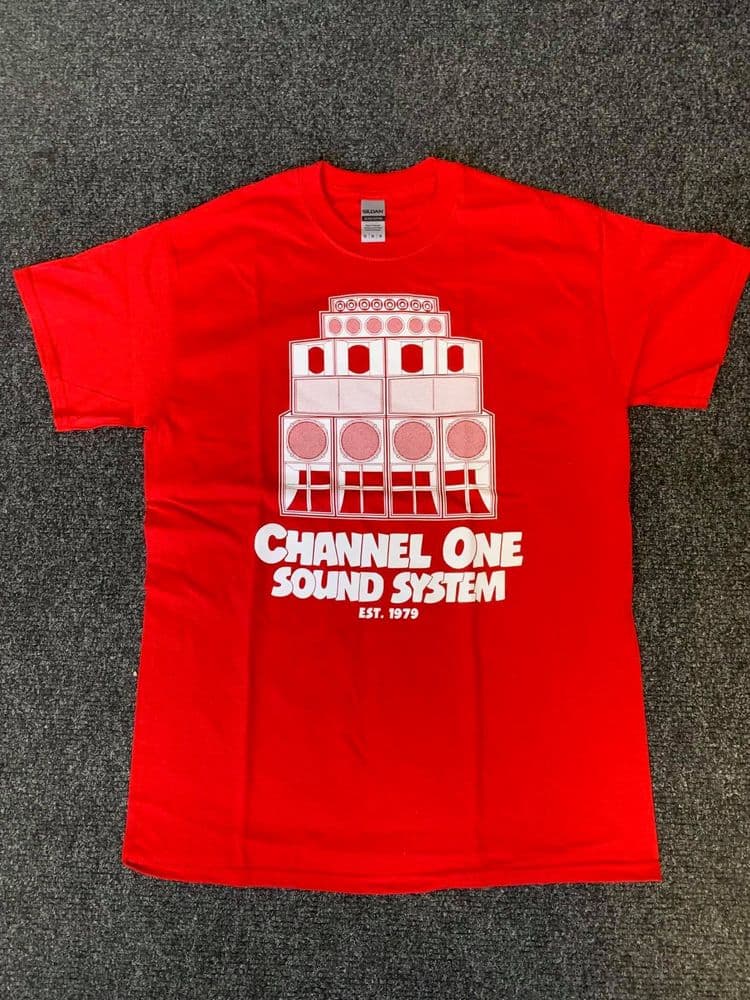 Channel One T-Shirt Speaker Stack Logo - Gildan Cotton Red/ White Logo ...