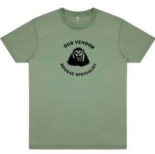 Dub Vendor Reggae Specialist T-Shirt - Round Logo - Sage Green/Black (Various Sizes)