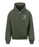 Dub Vendor Zip Up Hooded Sweatshirt - Khaki / White Logo (Various Sizes)