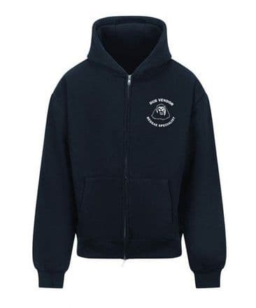 Dub Vendor Zip Up Hooded Sweatshirt - Navy / White Logo (Various Sizes)