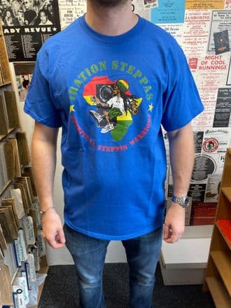 Iration Steppas T-Shirt:  Blue w/ Full Colour Logo (Various Sizes)