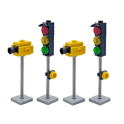 LEGO® 2x Speed Camera & 2x Traffic Lights Street Road Town Train Scenery Gift
