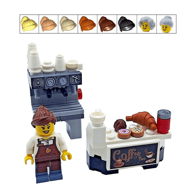 LEGO® Barista Cake Topper Decoration Female Minifigure Cafe Coffee Shop Worker Machine Food Bakery
