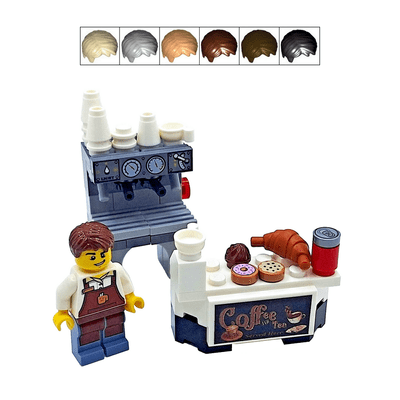LEGO® Barista Cake Topper Decoration Male Minifigure Cafe Coffee Shop Worker Machine Food Bakery