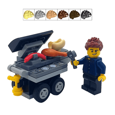 LEGO® BBQ Dad Cake Topper Decoration Made With LEGO® Bricks Barbecue Grill & Male Minifigure
