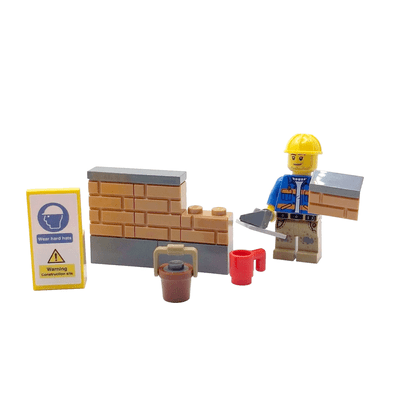 LEGO® Builder Gift Bricklayer Construction Worker Minifigure Brickie Stone Mason Fathers Day Idea