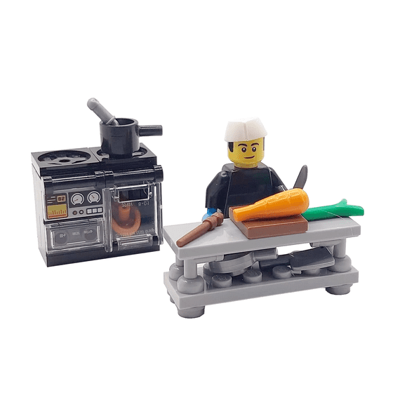 LEGO Chef Cook Gift Male Minifigure Kitchen Furniture With Oven Bench ...