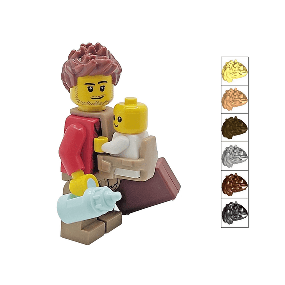 LEGO® Dad & Baby Cake Topper Decoration Made With LEGO® Bricks Father + Carrier & Bottle Shower