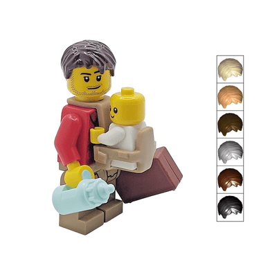 LEGO® Dad & Baby Cake Topper Decoration Made With LEGO® Bricks Father + Carrier & Bottle Shower 3