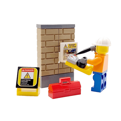 LEGO® Electrician Cake Topper Decoration Made With LEGO® Bricks & Toolbox Voltage Tester Tools