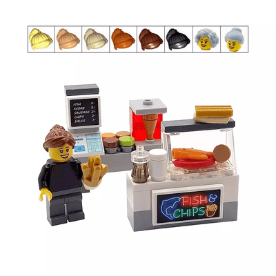 LEGO® Fish & Chip Shop Gift Female Takeaway Worker Minifigure Set Mothers Day Idea