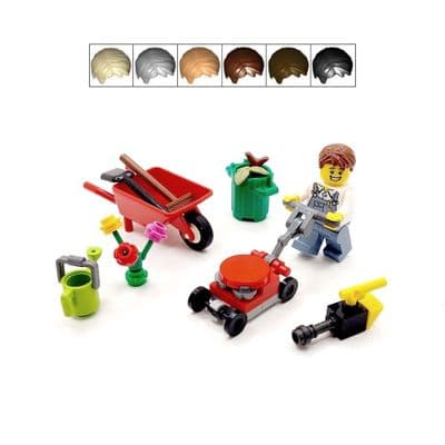 LEGO® Gardening Cake Topper Decoration Male Gardener Minifigure Lawn Mower Wheelbarrow Vacuum