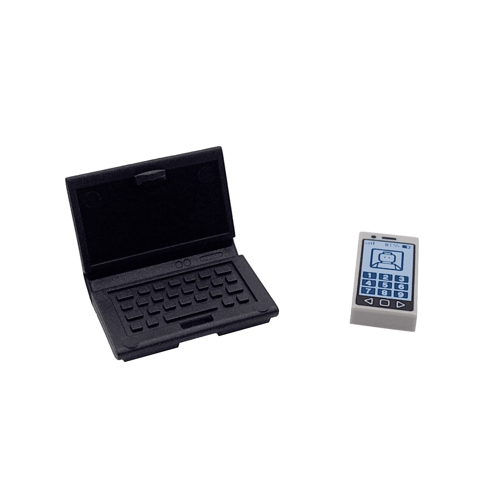 Lego Small Computer LEGO Laptop Computer & Grey Mobile Cell Phone Minifigure Office Furniture