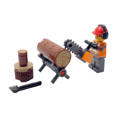 LEGO® Lumberjack Gift Logger Wood Cutter Forester Minifigure + Chainsaw & Axe Dad Fathers Day Idea
