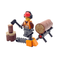 LEGO® Lumberjack Gift Logger Wood Cutter Forester Minifigure With Chainsaw & Axe Dad Fathers Day