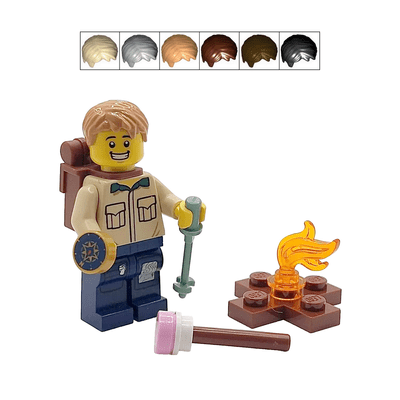 LEGO® Male Hiker Rambler Scout Mountain Hill Walker & Camp Fire Minifigure Gift Fathers Day Idea
