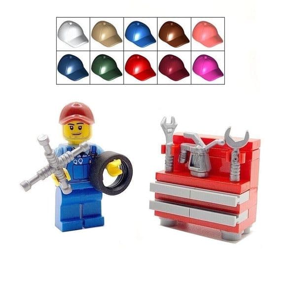 LEGO® Mechanic Gift Ornament Car Garage Man + Work Bench Minifigure Dad Fathers Day
