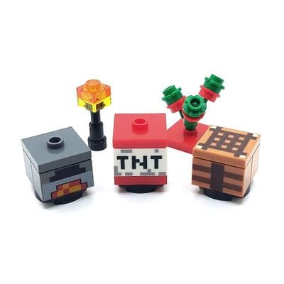 LEGO® Minecraft Accessories TNT Bomb Furnace Torch Crafting Table Flowers Gamer Gift