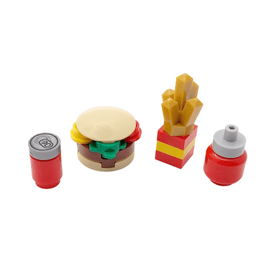 LEGO® Minifigure Fast Food Burger Fries Cola Drink Ketchup Diner Cafe Furniture