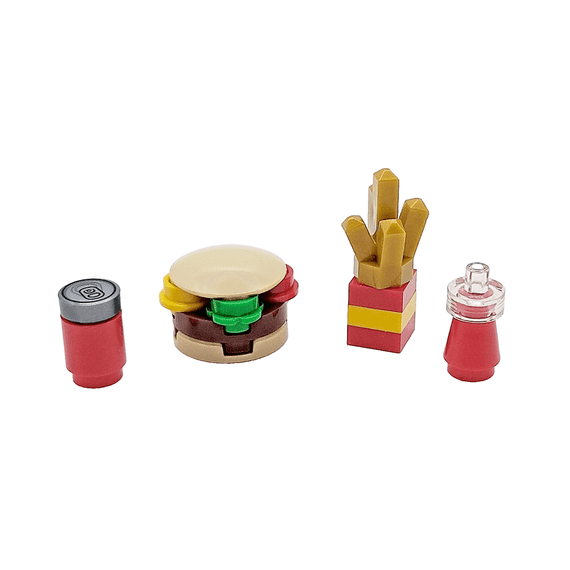 LEGO Minifigure Fast Food Burger Fries Cola Drink Ketchup Diner Cafe ...