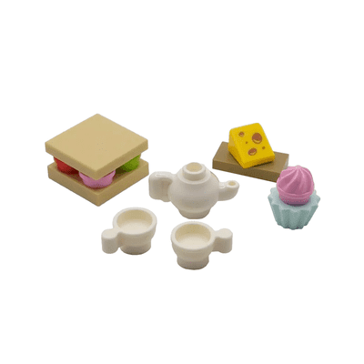 LEGO® Minifigure Tea Time Food Teapot Cups Sandwich Cheese & Cupcake Furniture