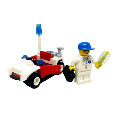 LEGO® Mobile EMT Vaccine Doctor Nurse Minifigure With Syringe Case & Ambulance Car Gift