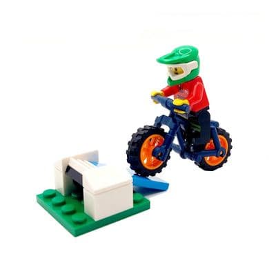 LEGO® Mountain Dirt BMX Bike Cake Topper Decoration Bicycle & Minifigure With Ramp Sports