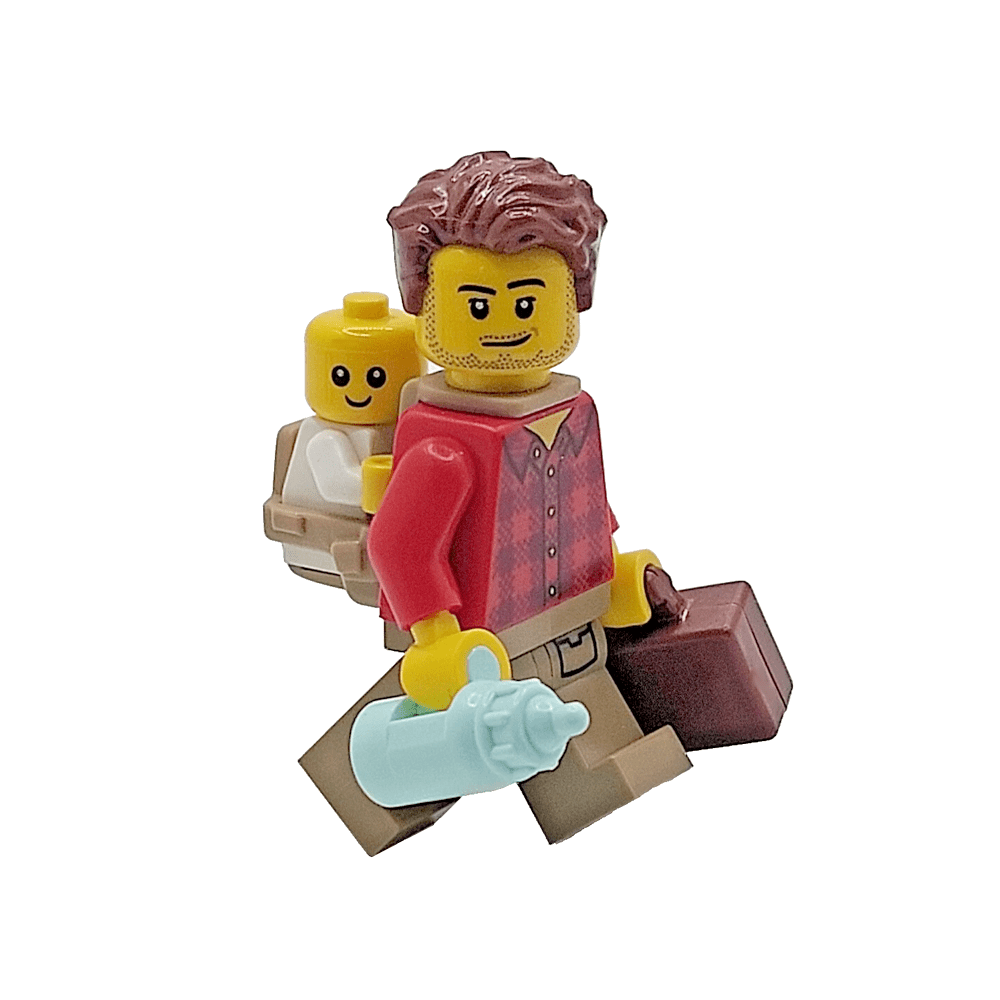 LEGO New Dad Gift Father & Baby In Carrier With Bottle & Bag ...