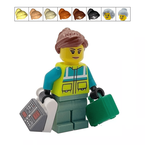 LEGO® Paramedic Cake Topper Decoration Made With LEGO® Bricks Female & Defib Case Ambulance Nurse