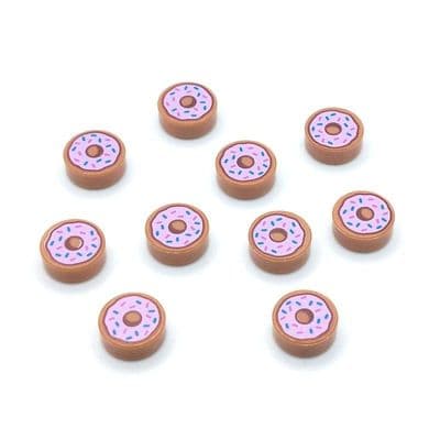 LEGO® Parts 10x Iced Donut & Sprinkles 1x1 Minifigure Food Tiles 98138pb182