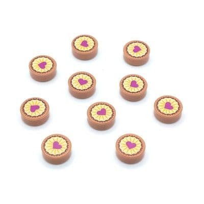 LEGO® Parts 10x Jam Heart Cookie Pastry 1x1 Minifigure Food Tile 98138pb094