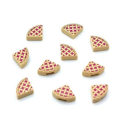 LEGO® Parts 10x Lattice Fruit Pie Slice 1x1 Minifigure Food Tiles 25269pb001