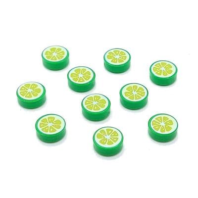 LEGO® Parts 10x Lime Fruit Slice 1x1 Minifigure Food Tiles 98138pb371