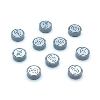LEGO® Parts 10x Silver Coin 5 Print 1x1 Minifigure Money Tiles 98138pb174