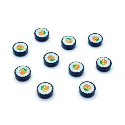 LEGO® Parts 10x Sushi Roll Slice 1x1 Minifigure Food Tiles 98138pb261