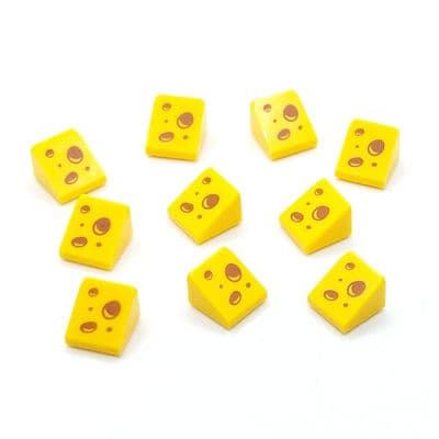 LEGO® Parts 10x Swiss Cheese Wedge 1x1x2/3 Slope Minifigure Food 54200pb103