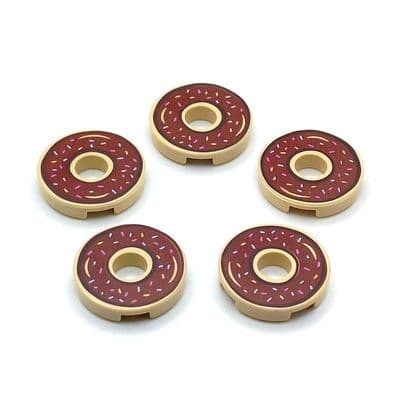 LEGO® Parts 5x Iced Donut & Sprinkles 2x2 Minifigure Food Tiles 15535pb06