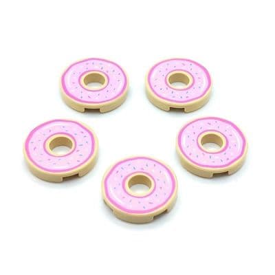 LEGO® Parts 5x Iced Donut & Sprinkles 2x2 Minifigure Food Tiles 15535pb07