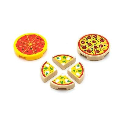 LEGO® Parts Three Types Of Pizza Margherita Pepperoni Basil Minifigure Food Printed Tiles