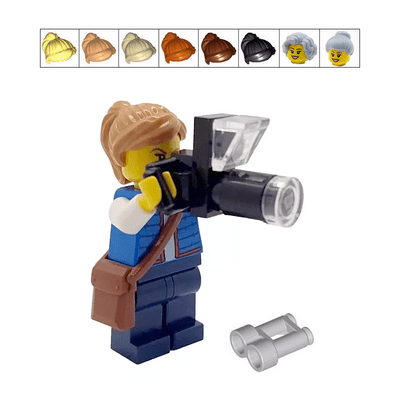 LEGO® Photographer Female Cake Topper Decoration Bird Watcher Minifigure And Zoom Camera Outdoor