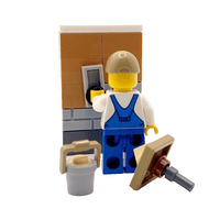 LEGO® Plasterer Gift Male Minifigure & Trowel Hawk Wall & Bucket Builder Workman Fathers Day Idea