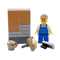 LEGO® Plasterer Gift Male Minifigure & Trowel Hawk Wall & Bucket Builder Workman Fathers Day Idea