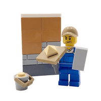 LEGO® Plasterer Gift Male Minifigure & Trowel Hawk Wall & Bucket Builder Workman Fathers Day Idea