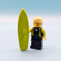LEGO® Surfer Paddle Boarder Gift Ornament Minifigure & Surf Board Water Sports Fathers Day